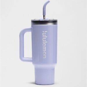 NWT Lululemon Lavendar Frost/silver 40oz Insulated Tumbler with Straw